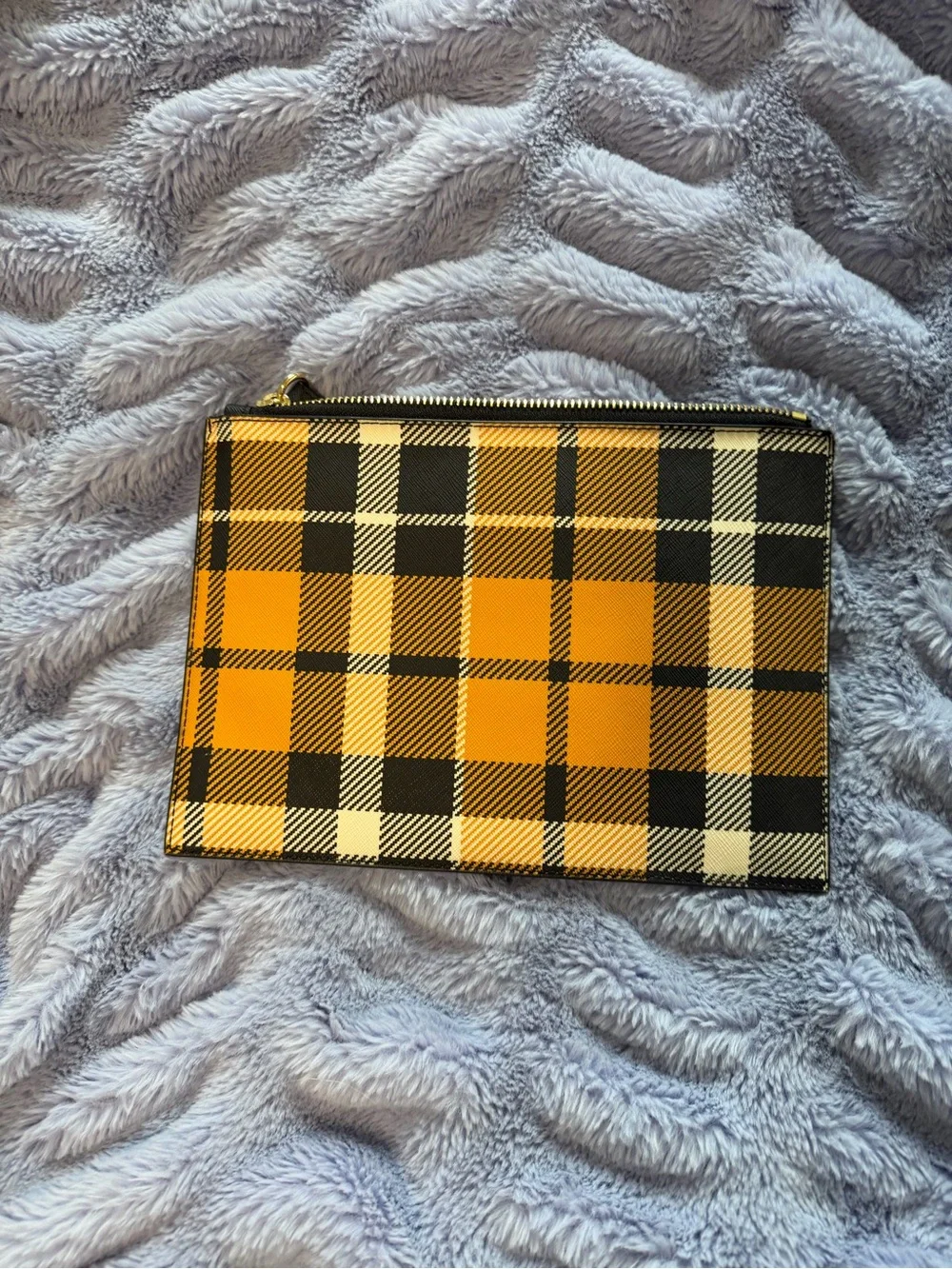 Michael Kors Yellow Black Plaid Wristlet Clutch
